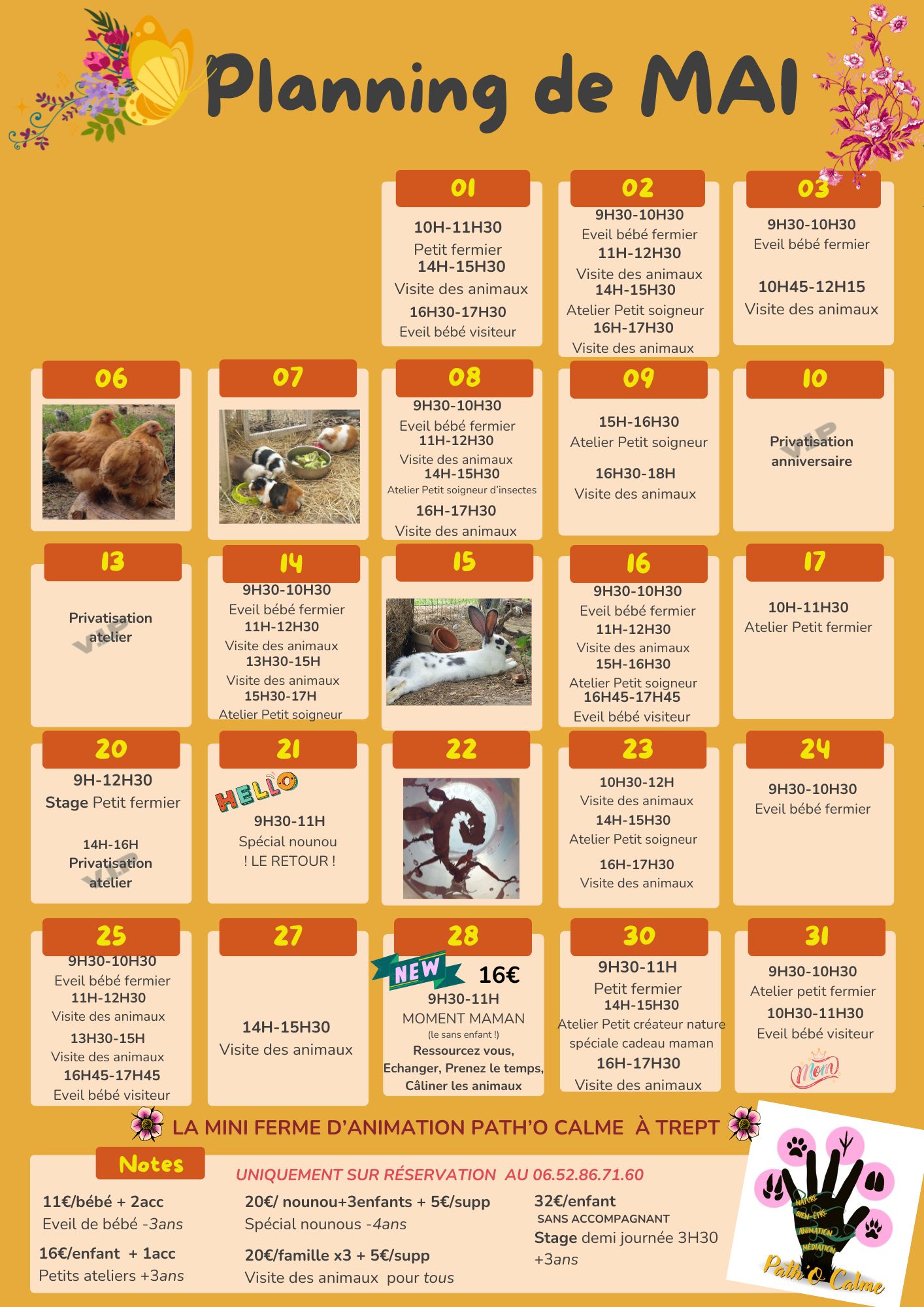 Planning du mois de mai